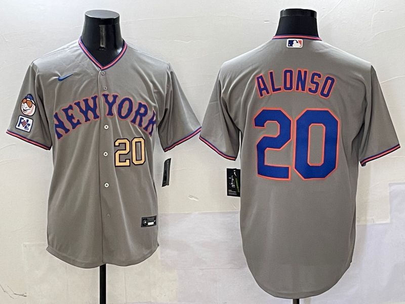 Men New York Mets #20 Alonso Grey Second generation 2025 Nike MLB Jersey style 6->new york mets->MLB Jersey